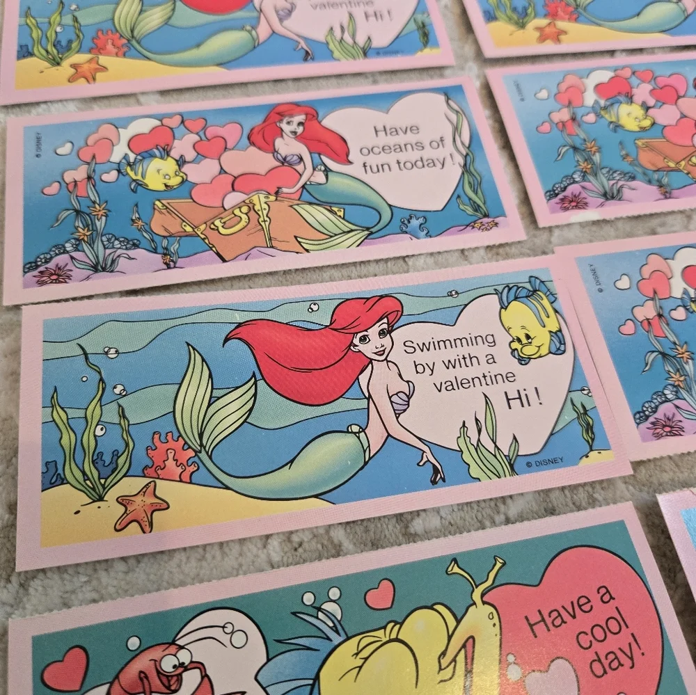 9 Vintage 1990s Disney The Little Mermaid Valentine's Day Cards With Envelopes